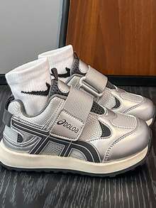 Boys Girls Casual Sneakers Lightweight Soft Sole Breathable Running Shoes Comfortable Kids Sports Shoes - Silver - View 5