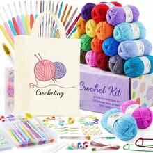 113 Piece Crochet Kit With Yarn Setu2013 1600 Yards Assorted Yarn Knitting And Crochet, 73PCS Crochet Accessories Set Including Hooks, Knitting Needles More Beginner Kit - 鉤針編織套組 + 帆布包 - 查看 1
