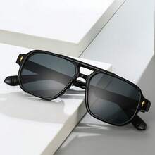 1 Piece - Fashionable Women's Retro Square Double Bridge Glasses, Transparent Green Frame, Lightweight Protective PC Frame, Casual Neutral Style, Suitable For Beach/Vacation/Travel/Cruise, Clothing Matching, Multifunctional Clothing Accessories - 彩色 - 查看 14