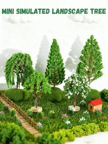 1pc Mini Realistic Tree Model, Miniature Realistic Landscape Tree, Cute Micro Ornament Fairy Garden Decor Micro Landscape Resin Craft Ornament Home Desktop Garden Accessory, Artificial Plant - Multicolor - View 1