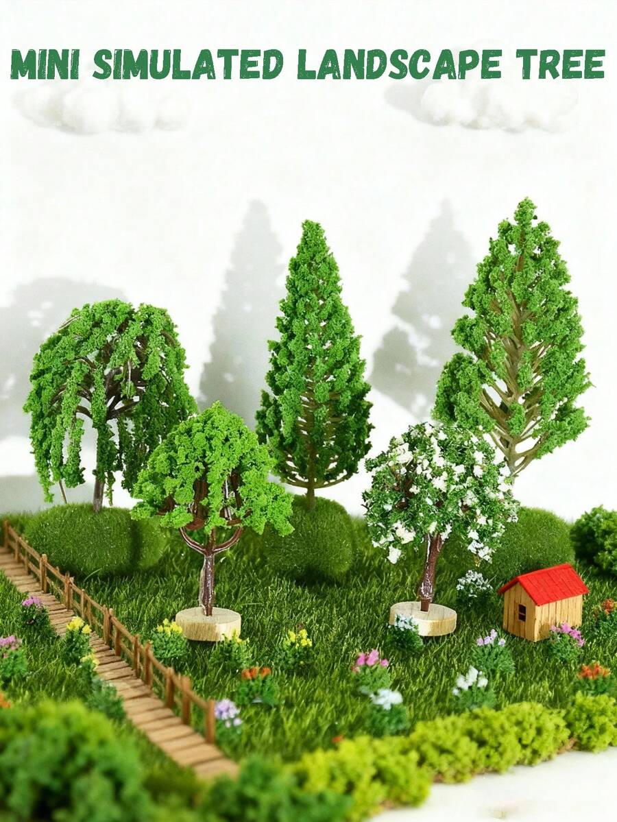 1pc Mini Realistic Tree Model, Miniature Realistic Landscape Tree, Cute Micro Ornament Fairy Garden Decor Micro Landscape Resin Craft Ornament Home Desktop Garden Accessory, Artificial Plant - Multicolor - View 1
