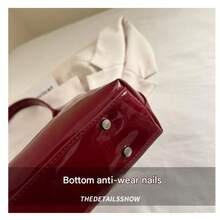 韩式红色漆器新月形手提包，女士手提包，时尚腋下包，高品质 - 彩色 - 查看 3