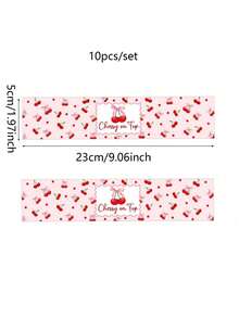 10张樱桃主题生日水瓶标签，樱桃主题生日派对装饰，自粘式，哑光表面，纸质，适用于生日派对、家庭聚会用品 - 彩色 - 查看 10