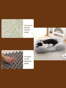 1个HUITAIYANG宠物床，方形宠物床，长方形宠物床，狗床，猫床，可拆卸宠物床，蓬松保暖宠物床，适合秋冬季节，适用于大型/中型犬猫