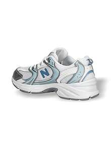 New Balance 530 女款(GS)运动鞋 透气吸汗 轻便 弹性好 结实耐用 易洗 多功能 运动 户外 跑步 日常 上学 白色/银色/蓝绿色 GR530ED - 白色/銀色/淡青色 - 查看 5