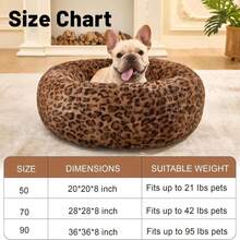 Dog Calming Beds For Small Medium Large Dogs - Round Donut Washable Puppy Dog Bed, Anti-Slip Faux Fur Fluffy Donut Cuddle Anxiety Cat Pet Bed (32" Leopard Print) - MàuF - Xem 7