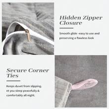 4 Pcs Luxury Coral Fleece Bedding Set - Ultra Soft Plush Duvet Cover With Zipper Closure, 2 Pillow Shams & Flat Sheet, Wrinkle-Free All-Season Use (Twin/Full/Queen/King Size Available) - 灰色 - 查看 2