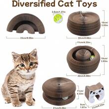 Kitty Kurlz Indoor Cat Toy, Cat Paw-Shaped Accordion Cat Scratcher With Bell Ball & Magnetic Design, Made Of Corrugated Cardboard And Sturdy - Một cỡ - Xem 2