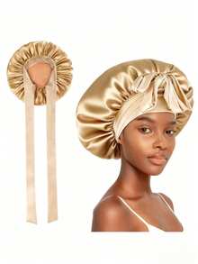 1pc Luxurious Satin & Silk Bonnet For Sleeping - Adjustable Comfort Fit With Tie Band - Unisex Night Hair Protection For Women - Multicolor - View 6