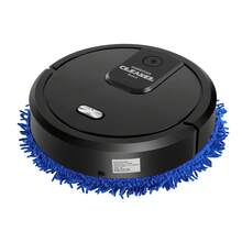 Rainaut Set Of Freestanding ABS Black Round Robot Mopping Cleaner, Intelligent Sweeping Robot Mopping Cleaner USB Rechargeable Dry And Wet Fully Automatic Mopping Machine For For Bedrooms, Living Rooms, Parlors, Studies, Balconies, Kitchens, Etc. It Can Clean Dust, Stains, Pet Hair, Etc. From Wood Floors, Marble Floors, Tile Floors, And Other Various Floors,Black - 黑色 - 查看 7