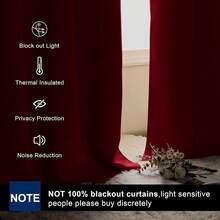 Hiasan Short Red Blackout Curtains 36 Inch Long, Bathroom Small Window Curtains Rod Pocket & Back Tab Thermal Insulated Christmas Drapes Sewn With Tiebacks For Kitchen Basement, 42inch Width, 2 Panels,42inchWx36inchL(Packof2),Red - Màu đỏ - Xem 3
