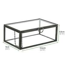 HighFree Vintage Glass Box With Lid - Clear Jewelry Glass Display Box Keepsake Box - Home Decor Decorative Box For Trinket Rings Bracelet (Black, Small),X-Small,Black - Black - View 3