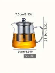 Ấm trà thép không gỉ 304 (có bộ lọc), ấm trà thủy tinh chịu nhiệt, ấm trà hoa văn, bộ ấm trà Kung Fu, thích hợp cho gia đình, nhà hàng, cắm trại, văn phòng, cũng có thể dùng làm dụng cụ pha chế, thích hợp cho cả mùa hè và mùa đông. - trong suốt - Xem 16