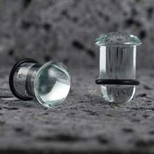 2个装，独特的0.5毫米增量，14G-00g舒适无痛单扩口玻璃耳扩，低过敏性身体穿刺锥形扩耳器，耳垂穿孔拉伸饰品 - 玻璃 - 查看 9