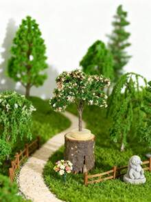 1pc Mini Realistic Tree Model, Miniature Realistic Landscape Tree, Cute Micro Ornament Fairy Garden Decor Micro Landscape Resin Craft Ornament Home Desktop Garden Accessory, Artificial Plant - Multicolor - View 8