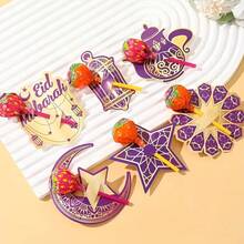 48PCS Eid Mubarak Lollipop Cards - Islamic Muslim Ramadan Party Supplies, Ramadan Eid Decorations, Moon, Star, Castle Lantern Design - Multicolor - View 2