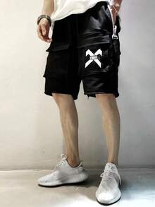 Men Street Utility Loose Waist Detachable Multipurpose Drawstring Pants, Cargo Pants, Fall - Black - View 7