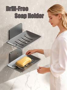 Drill-Free Wall Mounted Soap Holder - Waterproof Drainage Soap Dish For Bathroom - Multicolor - View 2