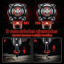 Llave de impacto de gancho inalámbrica de 1500 N sin escobillas de 1/2 pulgada, llave de impacto y taladro inalámbrico con 2 baterías: adecuada para pistolas de impacto, taladros de impacto y herramientas de alto rendimiento con múltiples aplicaciones y compatibilidad; Herramientas eléctricas de taladro inalámbrico - Rojo - Ver 3