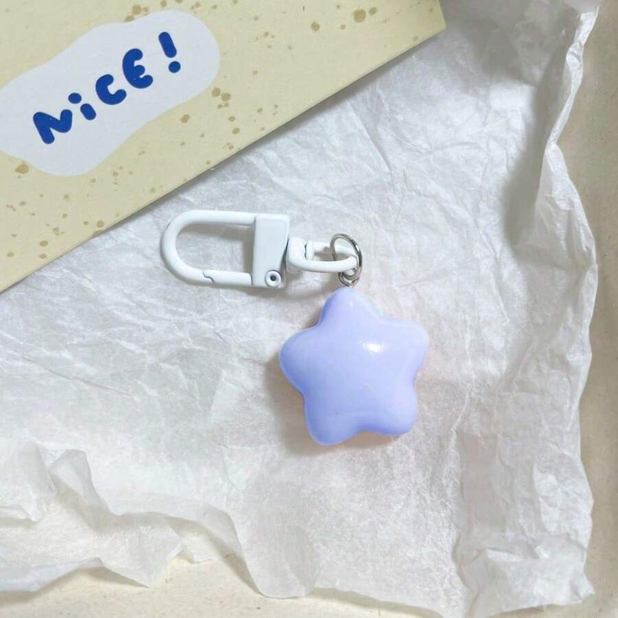 1pc Women's Cartoon Keychain, Mini Star Pendant Accessory, Cute Earphone Bag Key Chain - Ngôi sao xanh - Khóa mặt dây chuyền T585 - Xem 1