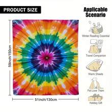 1pc Ultra-Soft Tie Dye Swirl Printed Flannel Throw Blanket – Beige-Friendly And Lightweight, Perfect For Travel, Office, Couch, Or Bed – Aesthetic Design For All Seasons Throw Blanket Whether For A Sofa Nap Or A Quick Break At The Office, It Brings You Comforting Warmth. - 彩色 - 查看 8