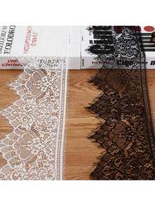 3米波浪形蕾丝花边，18厘米宽单边蕾丝花边，尼龙无弹力蕾丝滚边，适用于DIY连衣裙、半身裙、服装装饰 - 黑色 - 查看 4