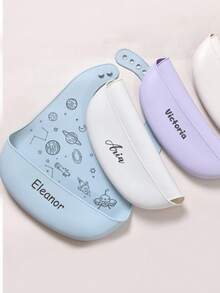 1pc/2pcs Customized Baby Bibs, Adjustable, Dirt-Resistant, Leak-Proof Silicone Bibs, Available In Butterfly, Dinosaur, Bow, Rabbit, Heart Patterns, Soft & Reusable, Suitable For Boys And Girls, Personalized Gift - Multicolor - View 5