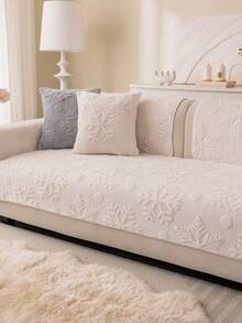 1pc Plush Thickened Warm Sofa Cushion Cover, Modern Minimalist Anti-Slip Sofa Seat Pad, Dust-Proof And Washable Sofa Slipcover, White Fresh And Soft, Pet-Friendly, Fits L-Shaped Sofa And 1/2/3/4 Seater Sofa, Suitable For Bedroom, Office, Living Room - White - View 7