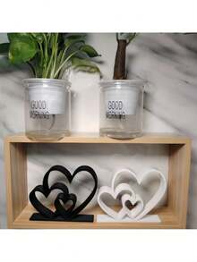 Heart-To-Heart Statue, Simple Black And White Design, Love-Themed Decorative Item, Bookshelf Decorative Sculpture, Desktop Decorative Item, Valentine's Day Gift, Gift Giving, Home Decoration, Souvenir - Multicolor - View 3