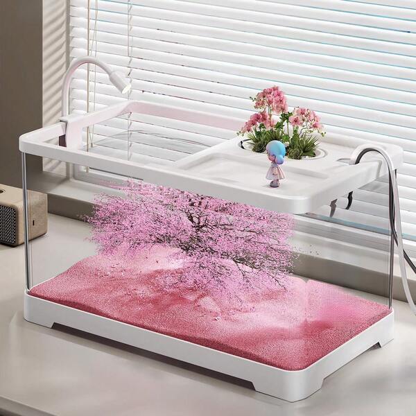 Acuario con paisaje de árbol de sakura grande, nuevo modelo de acuario para peces de colores y plantas acuáticas para sala de estar, juego completo