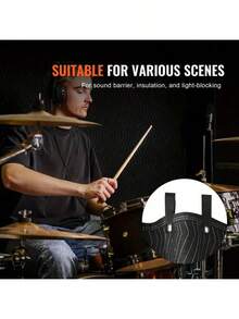 96英寸 x 80英寸超大隔音毯，高密度聚酯纤维吸音毯，有效降低噪音，防撕裂，适用于录音室、家庭影院和音乐室 - 黑色 - 查看 7
