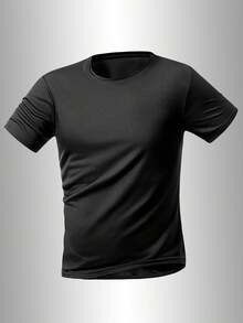 T-shirt mode et confortable pour hommes - Tissu en maille respirant, convient pour le port quotidien, le fitness et la course, noir été - Noir - Voir 2