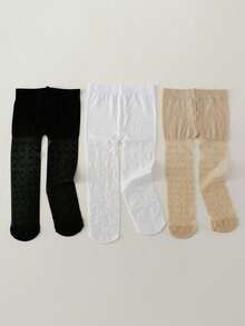 3 Pairs Super Thin Stirrup Dance Tights, Stretchy Leggings Suitable For Girls