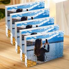 1/5 Packs Acrylic Photo Frames, 4*6 Inches, 1.57*2.36 Inches, Transparent Double-Sided, With Magnetic Acrylic Self-Standing Photo Frame, Suitable For Home And Office Decoration, Displaying Couple Photos, Wedding Table Cards, Valentine's Day Gifts - Clear - View 2