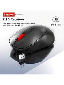 Lenovo N02 Wireless Mouse, 2.4G Wireless Connection, 4 Buttons, Strong Anti-Interference Capability, Smart Sleep Mode, Extended Battery Life, Portable Design, Suitable For Office, Laptop, Desktop And Tablet - Black - View 6