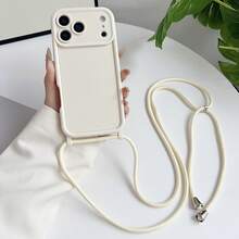 时尚纯色可拆卸可调节挂绳手机壳，兼容 17/16/15/14/13/12/11 Pro Max，奢华哑光柔软保护套，带肩带，斜挎手机袋 - 棕色 - 查看 6