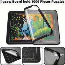 1pc Foldable Puzzle Mat, Puzzle Felt Board With Piece Tray And Dust Cover, Puzzle Accessory Holder, Holds Up To 1000 Pieces