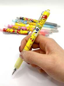 6pcs/Pack Pokemon Pikachu Retractable Ballpoint Pen, 0.5mm Black Ink, School & Office Supplies, Writing Stationery, Party Favor - Multicolor - View 4
