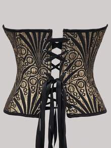 Áo corset vàng có gọng, buộc dây, trang phục Halloween, áo định hình eo cho nữ - Vàng - Xem 4