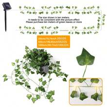 1pc Solar Powered Copper Wire Fairy Lights, 20/50/100 LED Artificial Ivy Vine Fairy String Lights With 8 Lighting Modes, Ideal For Outdoor Garden, Wall, Balcony, Fence, Tree, Wedding, Party, Restaurant Decor