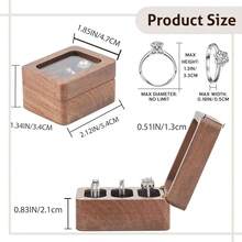 Wooden Ring Box, 3 Slots Wooden Ring Holder Box With Clear Window,Travel Ring Jewelry Storage Daily Organizer,Ring Box Proposal For Engagement Wedding,Black - Black - View 3