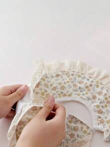 新生儿纯棉心形围兜，婴儿防口水巾，公主风超大双层围兜 - 彩色 - 查看 6