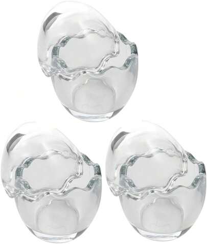 Vasitos de Vidrio para Pudín Tazas Pequeñas de 3 Unidades Material para Alimentos Diseño de de Huevo Ideales para Postres y Gelatinas Aptos para Hogar y Restaurantes