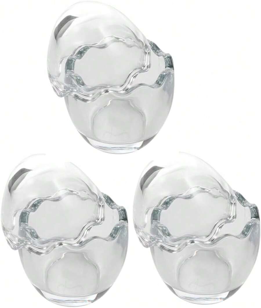 Vasitos de Vidrio para Pudín Tazas Pequeñas de 3 Unidades Material para Alimentos Diseño de de Huevo Ideales para Postres y Gelatinas Aptos para Hogar y Restaurantes - 1 - Ver 1