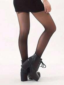 Collants mode, sexy et mignons, de couleur unie sans couture, amincissants et sans échelle, polyvalents pour le casual, le travail, les fêtes, les rendez-vous, Halloween, Noël, Thanksgiving, cadeau pour la Saint-Valentin - Noir - Voir 2