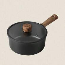 1 Juego de Utensilios de Cocina Antiadherentes de Alta Calidad en Negro, que incluye Sartén, Olla para Sopa, Sartén Plana, Apto para Cocina de Inducción y Compatible con Todas las Estufas