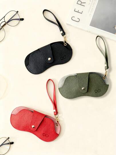 眼镜收纳袋挂绳眼镜袋女大容量太阳镜pu收纳盒便携耐压太阳镜保护套高档自封袋保护盒