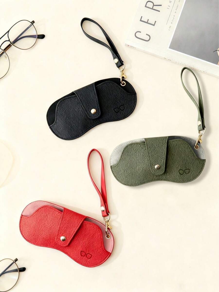 女士大容量时尚眼镜袋，带挂绳，PU材质时尚眼镜盒，便携式防压时尚眼镜保护套，高端自封袋 - 彩色 - 查看 1