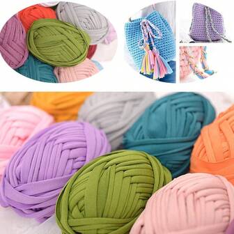  EDCUEBE7 1/3 件装 T 恤弹力面料钩编布，适用于 DIY 编织，意大利面条状粗毛线，适用于手工 DIY 包包、毯子、靠垫等钩编项目，家居装饰