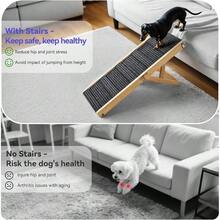 2025 Upgraded Dog Ramp For Couch Foldable Small Dog Ramp For Low Bed 4 Adjustable Height From 13'' To 21" Portable Stable Pet Steps With Non-Slip Pad Pet Ramps Use For Sofa Couch Stairs - A-wood Color - View 2